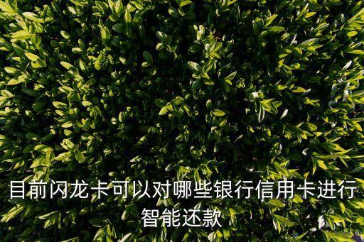 目前闪龙卡可以对哪些银行信用卡进行智能还款
