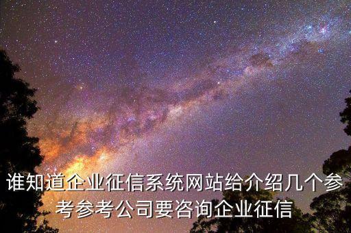 谁知道企业征信系统网站给介绍几个参考参考公司要咨询企业征信