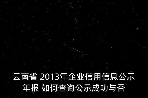 云南省 2013年企业信用信息公示年报 如何查询公示成功与否