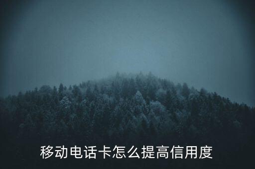 移动电话卡怎么提高信用度