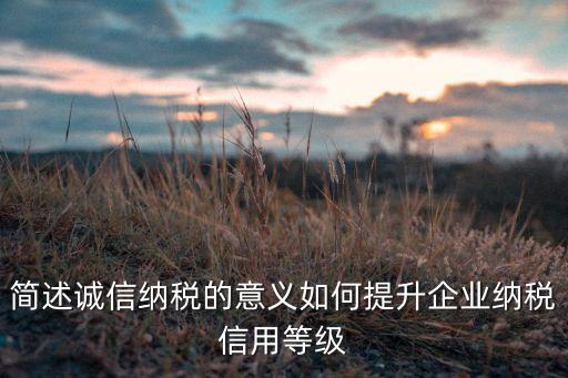 简述诚信纳税的意义如何提升企业纳税信用等级