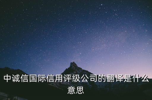 中诚信国际信用评级公司的翻译是什么意思