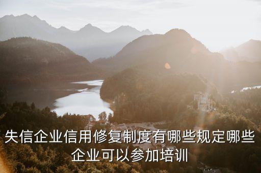 失信企业信用修复制度有哪些规定哪些企业可以参加培训