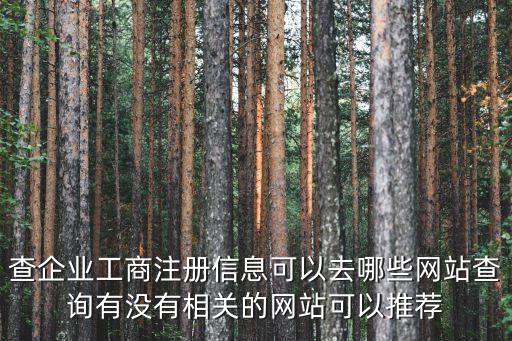 查企业工商注册信息可以去哪些网站查询有没有相关的网站可以推荐