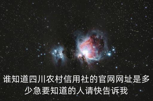 谁知道四川农村信用社的官网网址是多少急要知道的人请快告诉我