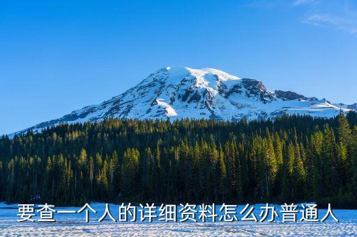 要查一个人的详细资料怎么办普通人