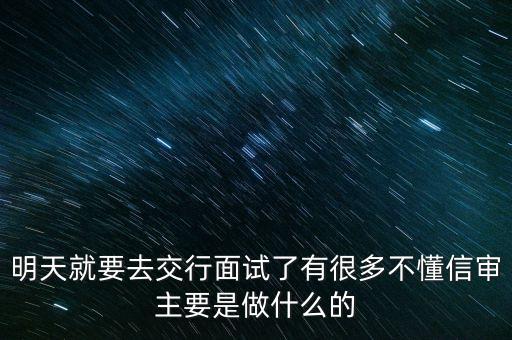明天就要去交行面试了有很多不懂信审主要是做什么的