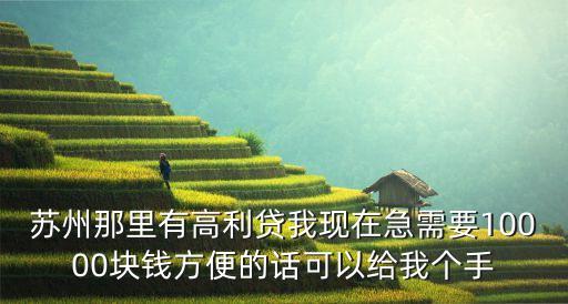苏州那里有高利贷我现在急需要10000块钱方便的话可以给我个手