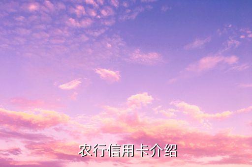农行信用卡介绍