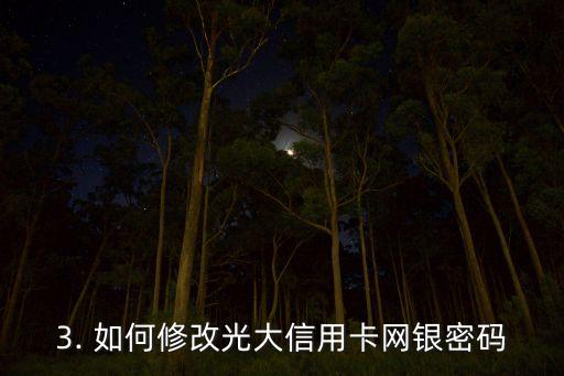 光大信用卡的网银密码修改，光大信用卡网银密码重置