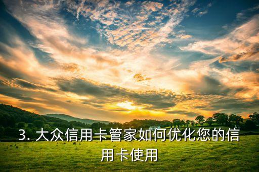 大众信用卡管家，大众信用卡管家优化您的信用卡使用