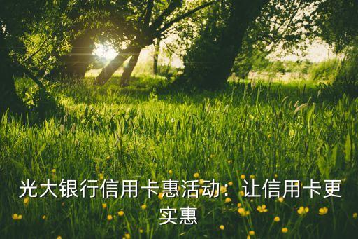 光大银行信用卡惠活动:让信用卡更实惠