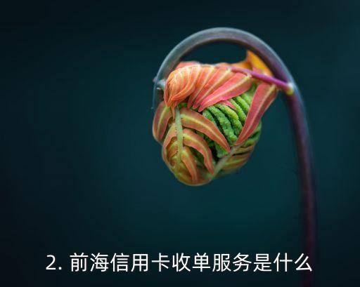前海 信用卡收单，前海信用卡收单服务
