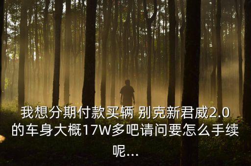 我想分期付款买辆 别克新君威2.0的车身大概17W多吧请问要怎么手续呢...