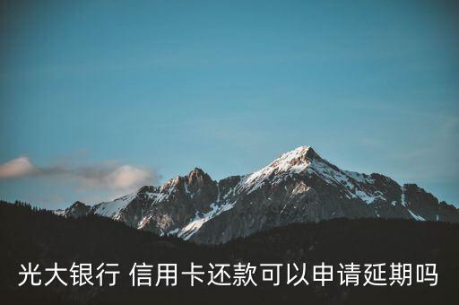 光大银行 信用卡还款可以申请延期吗