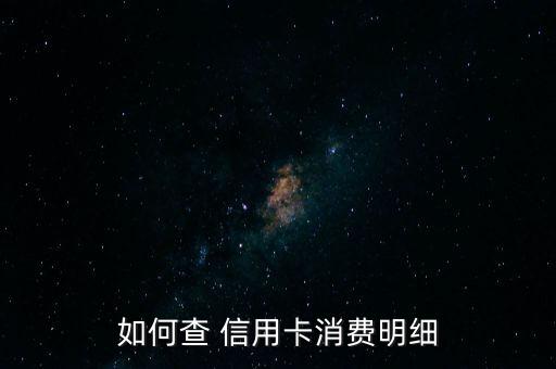 如何查 信用卡消费明细