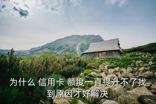 为什么 信用卡 额度一直提升不了找到原因才好解决