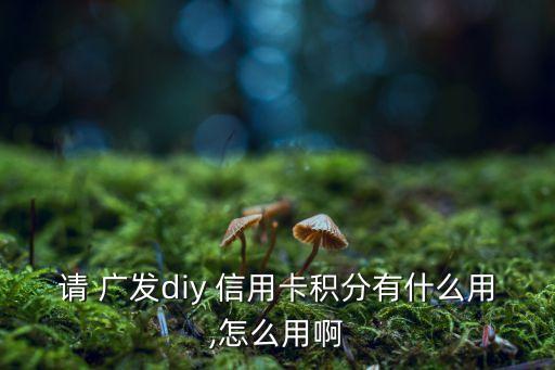 请 广发diy 信用卡积分有什么用,怎么用啊