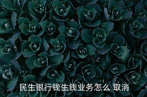 民生银行钱生钱业务怎么 取消