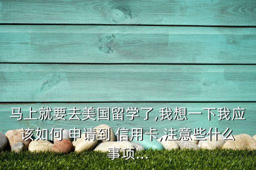 马上就要去美国留学了,我想一下我应该如何 申请到 信用卡,注意些什么事项...