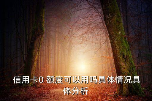  信用卡0 额度可以用吗具体情况具体分析