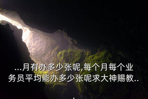 ...月有办多少张呢,每个月每个业务员平均能办多少张呢求大神赐教...