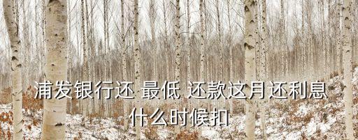  浦发银行还 最低 还款这月还利息什么时候扣