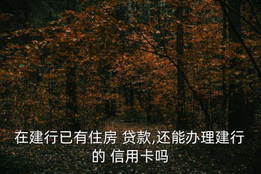 在建行已有住房 贷款,还能办理建行的 信用卡吗