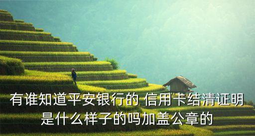有谁知道平安银行的 信用卡结清证明是什么样子的吗加盖公章的