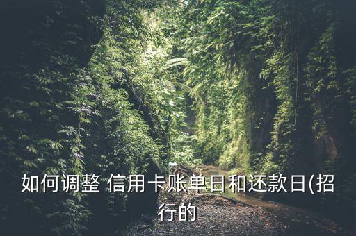如何调整 信用卡账单日和还款日(招行的