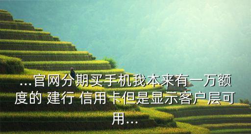 ...官网分期买手机我本来有一万额度的 建行 信用卡但是显示客户层可用...