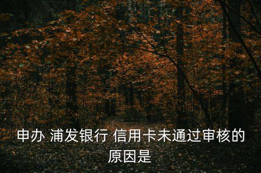 申请浦发信用卡被拒