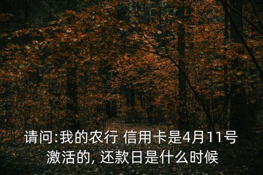 请问:我的农行 信用卡是4月11号 激活的, 还款日是什么时候