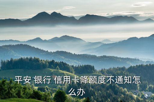 平安 银行 信用卡降额度不通知怎么办