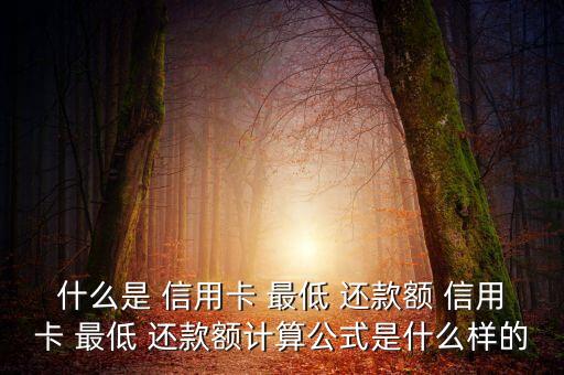 什么是 信用卡 最低 还款额 信用卡 最低 还款额计算公式是什么样的