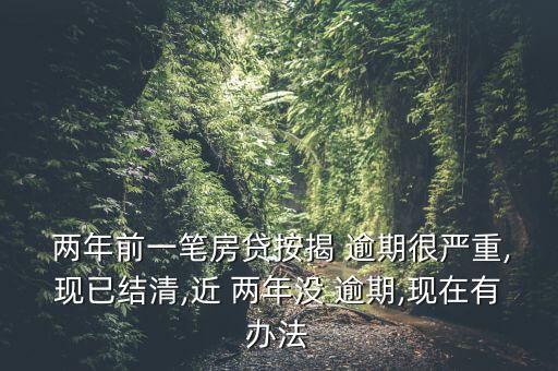  两年前一笔房贷按揭 逾期很严重,现已结清,近 两年没 逾期,现在有办法