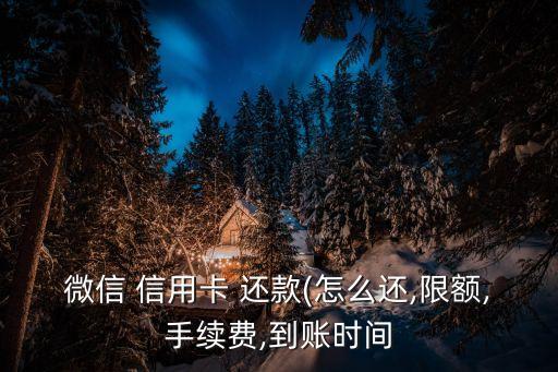 微信 信用卡 还款(怎么还,限额,手续费,到账时间