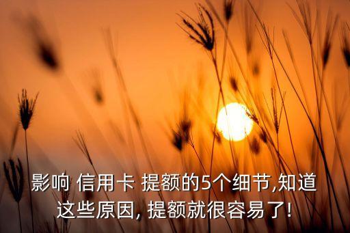 影响 信用卡 提额的5个细节,知道这些原因, 提额就很容易了!