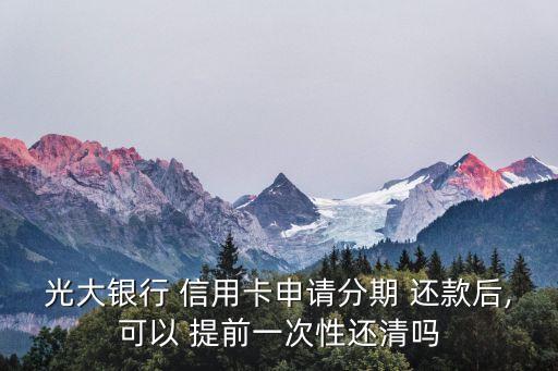 光大银行 信用卡申请分期 还款后,可以 提前一次性还清吗
