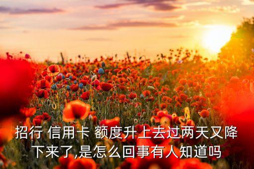 招行 信用卡 额度升上去过两天又降下来了,是怎么回事有人知道吗