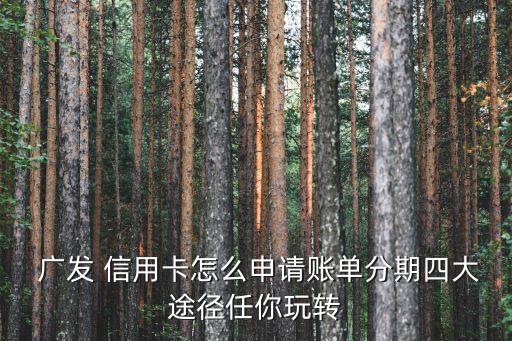  广发 信用卡怎么申请账单分期四大途径任你玩转