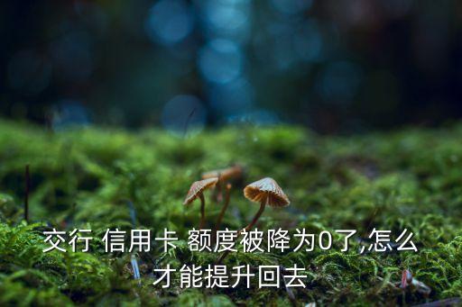 交行 信用卡 额度被降为0了,怎么才能提升回去