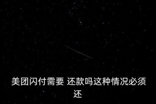  美团闪付需要 还款吗这种情况必须还