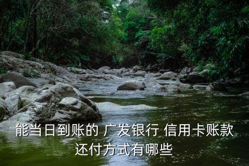 能当日到账的 广发银行 信用卡账款还付方式有哪些