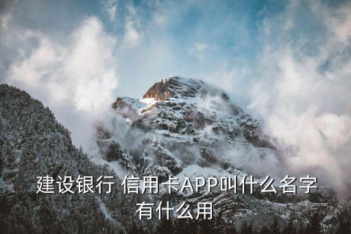  建设银行 信用卡APP叫什么名字有什么用