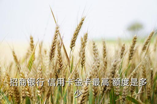 招商银行 信用卡金卡最高 额度是多少
