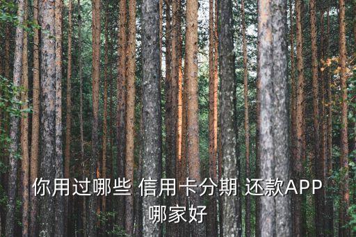 你用过哪些 信用卡分期 还款APP哪家好