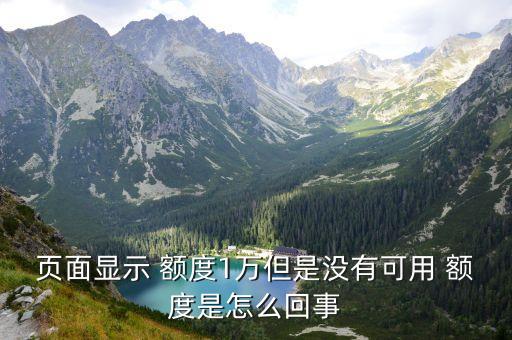页面显示 额度1万但是没有可用 额度是怎么回事