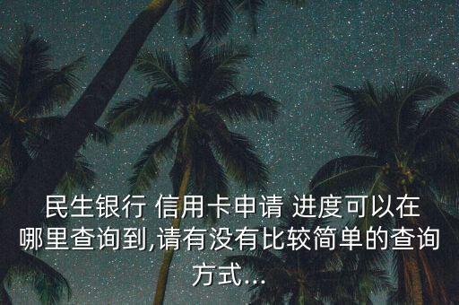  民生银行 信用卡申请 进度可以在哪里查询到,请有没有比较简单的查询方式...