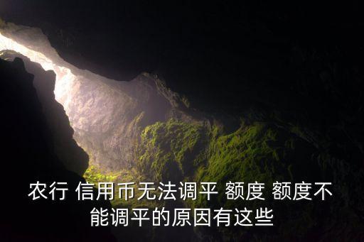 农行 信用币无法调平 额度 额度不能调平的原因有这些
